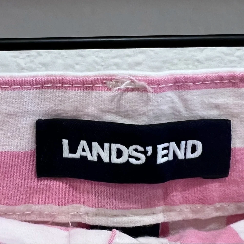 LANDS' End Pink Striped Classic Fit Stretch Knockabout Chino Shorts Size 42